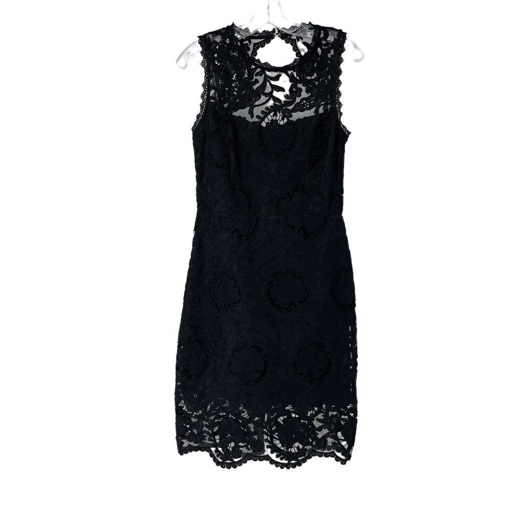 Black Lace Dress Sleeveless Keyhole Back Semi Formal Womens Size M Just Me Brand